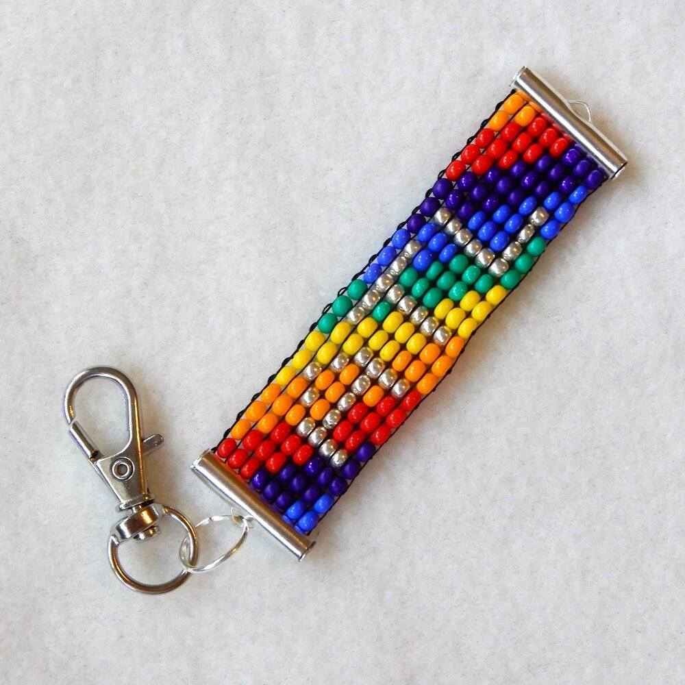 ATL Atlanta Pride rainbow bead keychain, handmade, 30% to charity